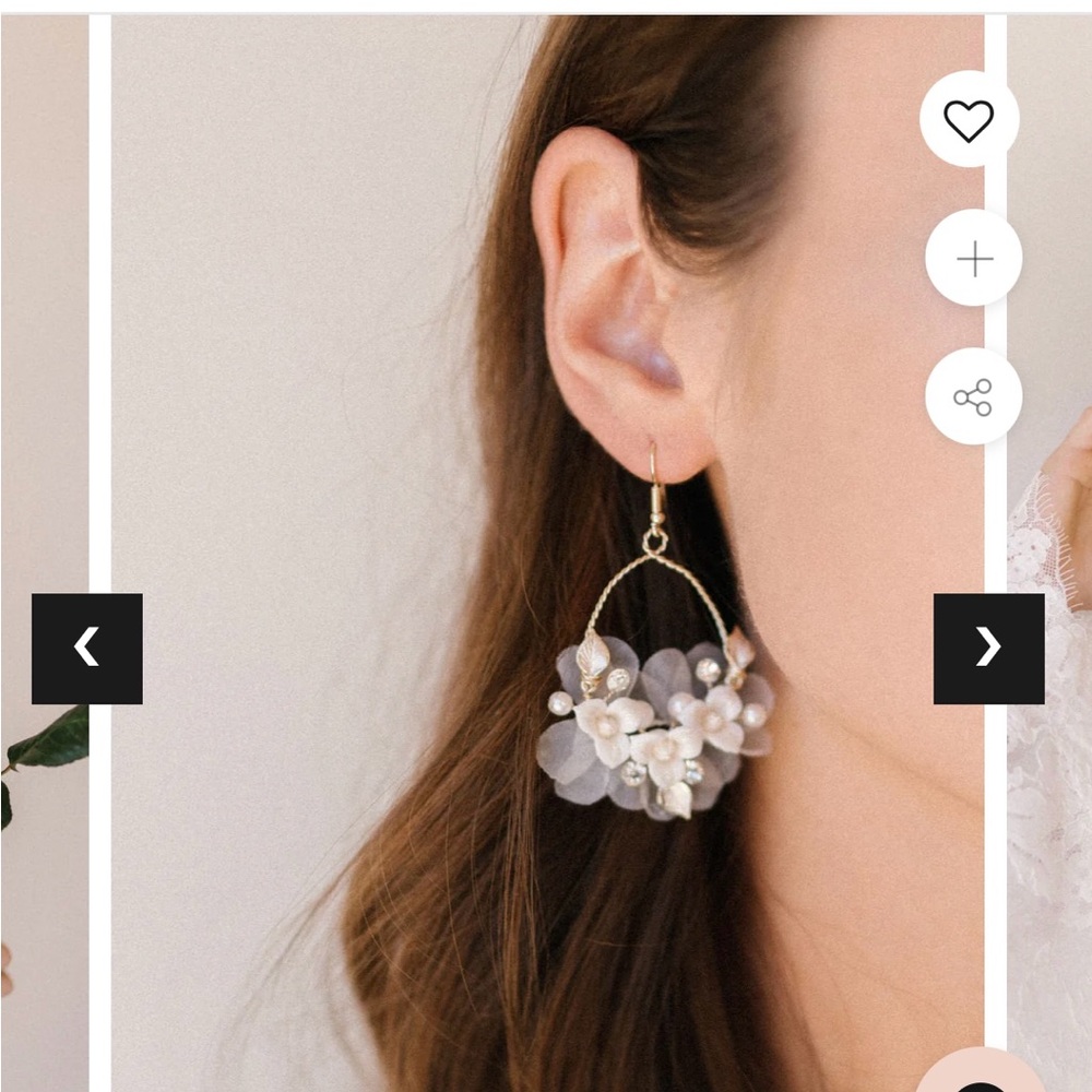 Untamed Petals Elegant Gold and White Floral Earrings